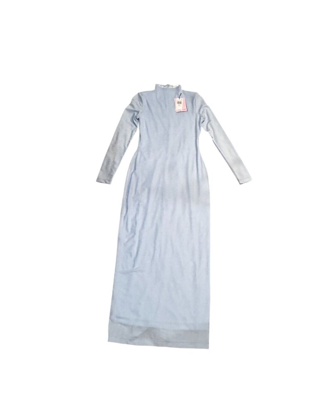 NWT Avec Les Filles Mesh Mock Neck Maxi Dress Sky Blue Small MSRP $118 - Picture 2 of 5